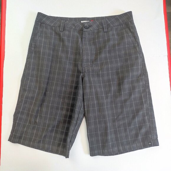 Quiksilver flat front shorts grey plaid man's size 31 - Picture 1 of 13